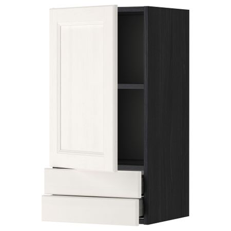 Навесной шкаф с дверцей, 2 ящика МЕТОД / МАКСИМЕРА, черный, Лаксарби белый