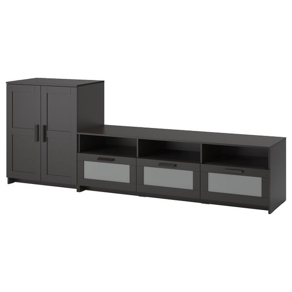 Шкаф для ТВ, комбинация, черный 258x41x95 см IKEA BRIMNES БРИМНЭС 792.782.12 - фото 1