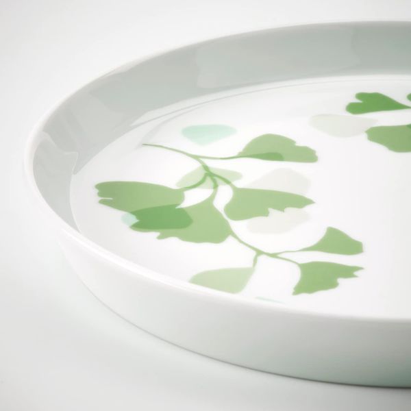 Тарелка десертная, орнамент «листья» белый/зеленый 17 см IKEA STILENLIG СТИЛЕНЛИГ 104.509.93 - фото 2