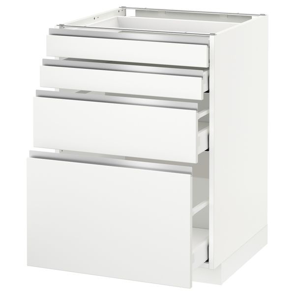 Напольный шкаф 4 фронтальных панели, 4 ящика МЕТОД / МАКСИМЕРА, белый, Нодста белый - схема-чертеж с размерами
