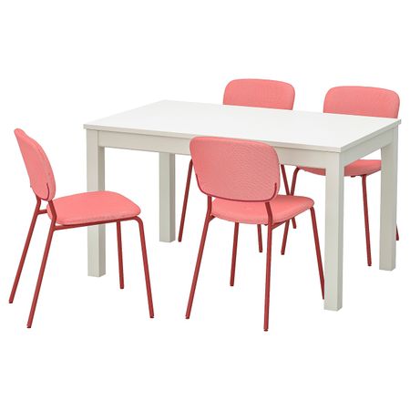 Стол и 4 стула, белый, красный красный 130/190x80 см IKEA LANEBERG ЛАНЕБЕРГ / KARLJAN КАРЛ-ЯН 093.047.90