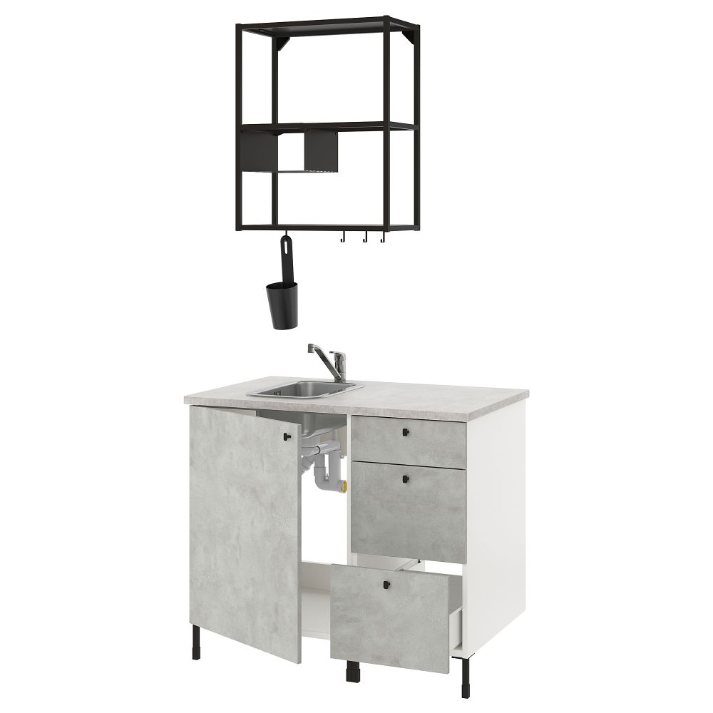 Кухня, 103x63.5x222 см, антрацит, под бетон IKEA BEGIVENHET БЕГИВЕНХЕТ 293.367.33 - фото 1