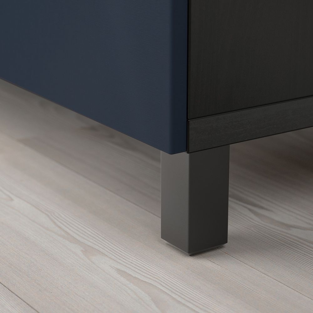 Комбинация для хранения с дверцами, черно-коричневый/нотвикен/стуббарп синий 120x42x74 см IKEA BESTÅ БЕСТО 193.027.38 - фото 1