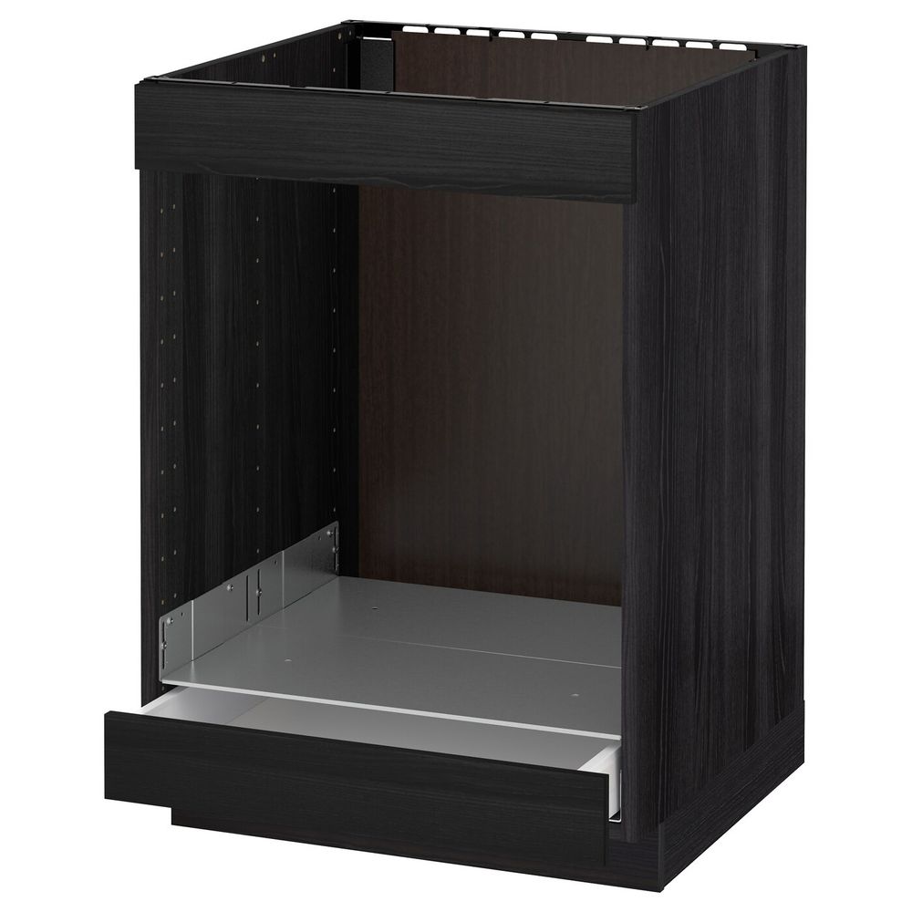 Напольный шкаф для варочной панели+духовки/ящ, черный, Тингсрид черный 60x60 см IKEA МЕТОД / МАКСИМЕРА 792.349.54 - схема-чертеж с размерами