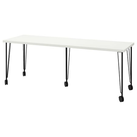 Письменный стол, белый, черный, 200x60 см IKEA KRILLE КРИЛЛЕ, LAGKAPTEN ЛАГКАПТЕН 195.099.89