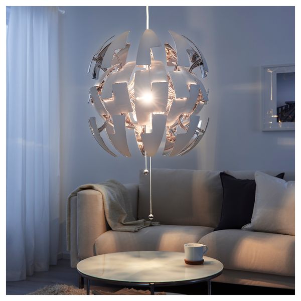 Подвесной светильник ИКЕА ПС 2014, белый, серебристый (52 см) - схема-чертеж с размерами