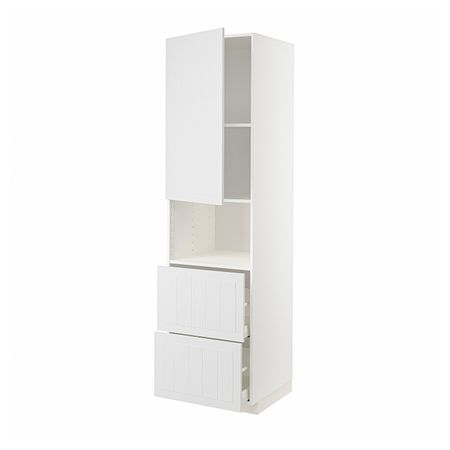 Высокий шкаф для СВЧ/дверца/2ящика, белый/Стенсунд белый 60x60x220 см IKEA METOD МЕТОД / MAXIMERA МАКСИМЕРА 594.449.29