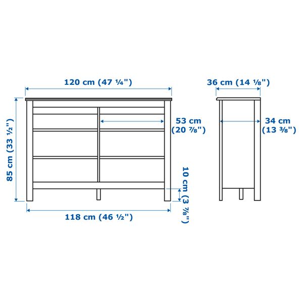 Тумба под ТВ БРУСАЛИ, белый (120x85 см) - схема-чертеж с размерами