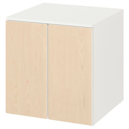 Шкаф, белый береза/с 1 полкой 60x57x63 см IKEA SMÅSTAD СМОСТАД / OPPHUS ОПХУС 693.950.75