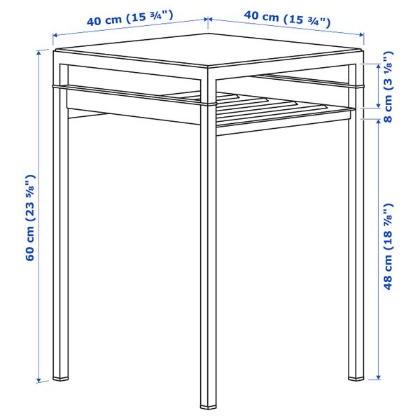 Столик с двусторонней столешницей, темно-серый под бетон/черный 40x40x60 см IKEA NYBODA НИБОДА 104.526.33 - фото 1