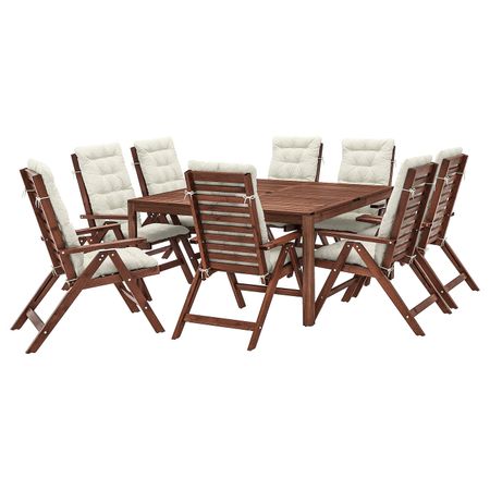 Стол+8кресел,д/сада, коричневая морилка/Куддарна бежевый IKEA ÄPPLARÖ ЭПЛАРО 192.897.65
