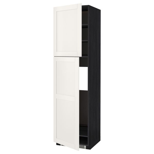 Высокий шкаф для холодильника, 2 дверцы МЕТОД, черный, Сэведаль белый - схема-чертеж с размерами