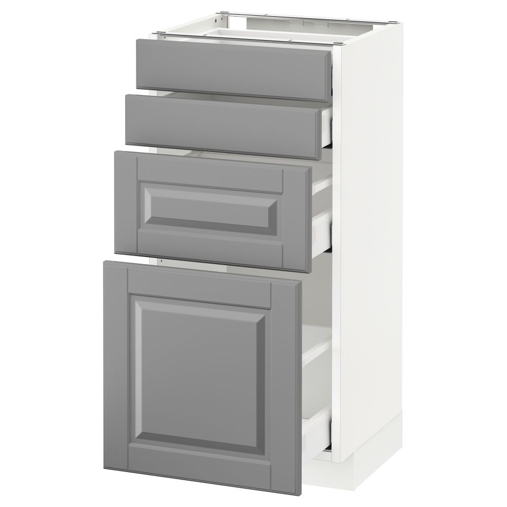 Напольный шкаф 4 фронтальных панели, 4 ящика МЕТОД / МАКСИМЕРА, белый, Будбин серый - схема-чертеж с размерами