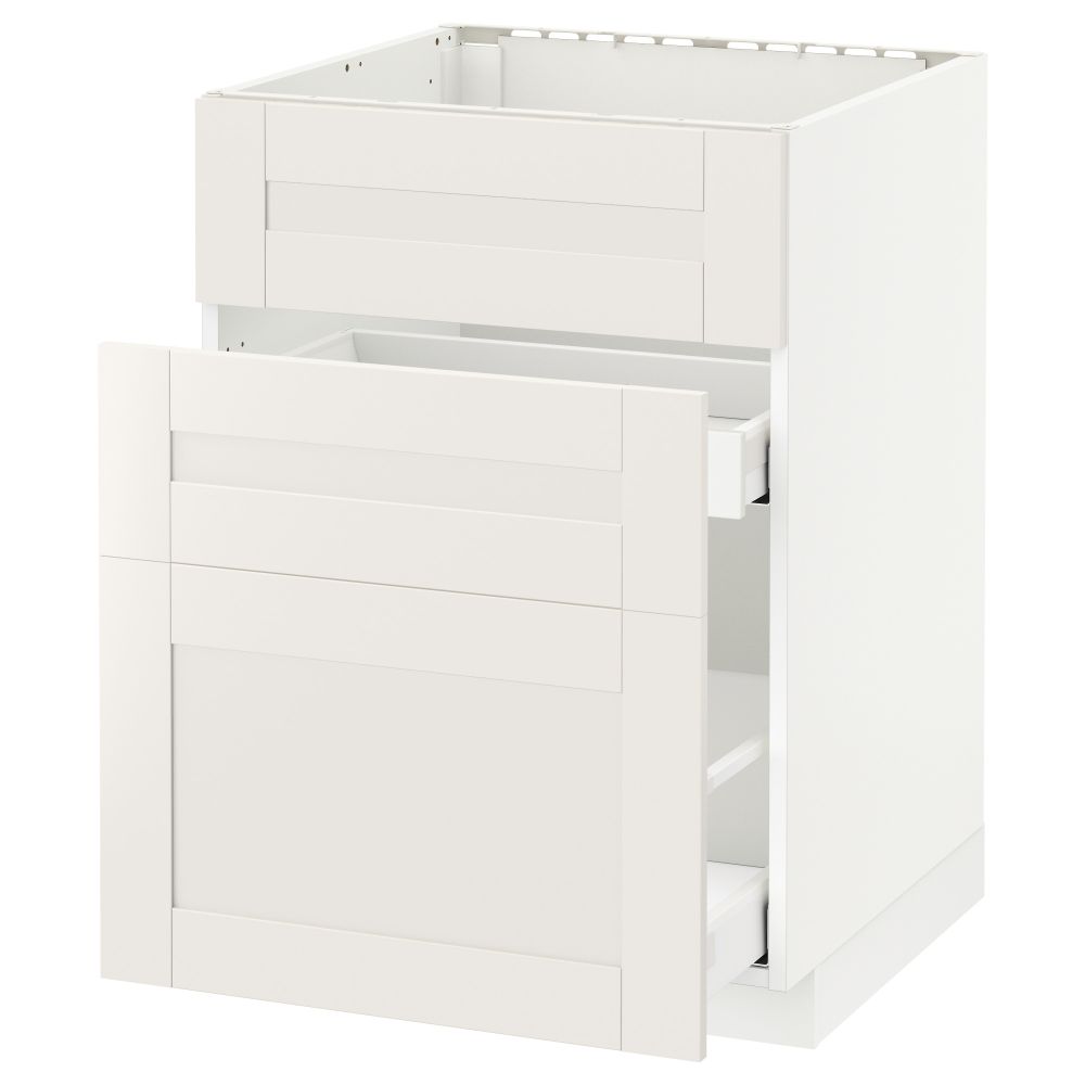 Напольный шкаф под мойку + 3 фронтальных панели, 2 ящика МЕТОД / МАКСИМЕРА, белый, Сэведаль белый - схема-чертеж с размерами