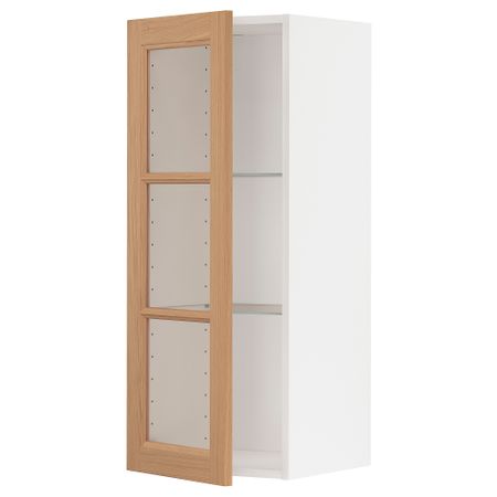 Навесной шкаф, полки, стеклянная дверца, 40x100 см, белый IKEA METOD МЕТОД 994.380.40