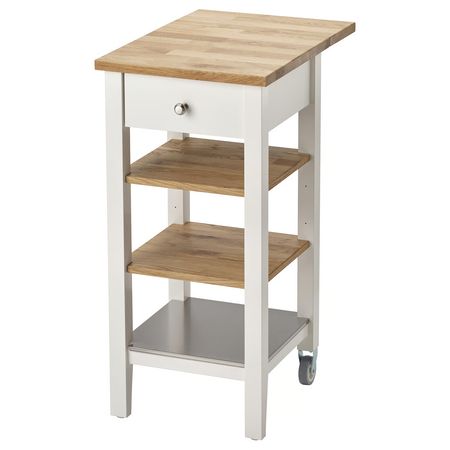 STENSTORP Столик с колесами - белый/дуб 45x43x90 см