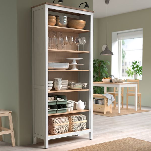 HEMNES Стеллаж - белая морилка/светло-коричневый 90x197 см - схема-чертеж с размерами