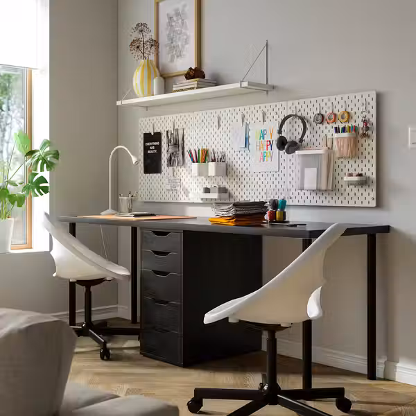 LAGKAPTEN / ALEX Письменный стол - черно-коричневый/чёрный 200x60 см - фото 2