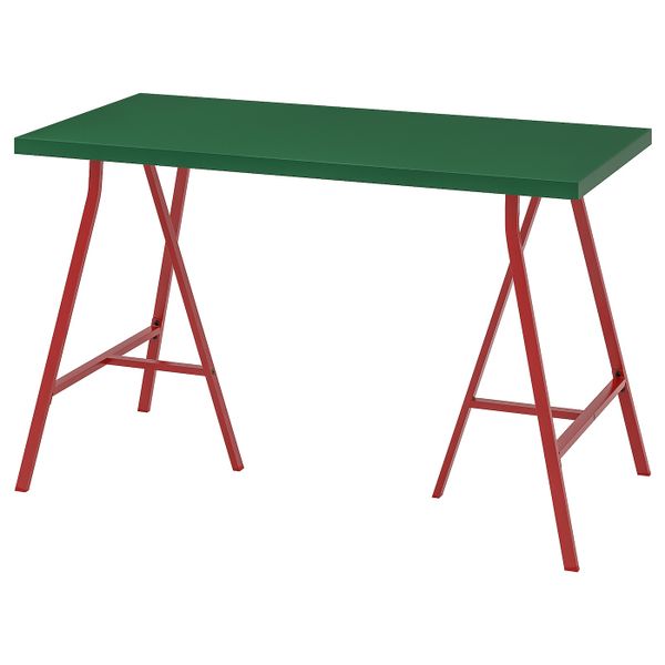 Стол, зеленый/красный 120x60 см IKEA LINNMON ЛИННМОН / LERBERG ЛЕРБЕРГ 693.308.28 - фото 1