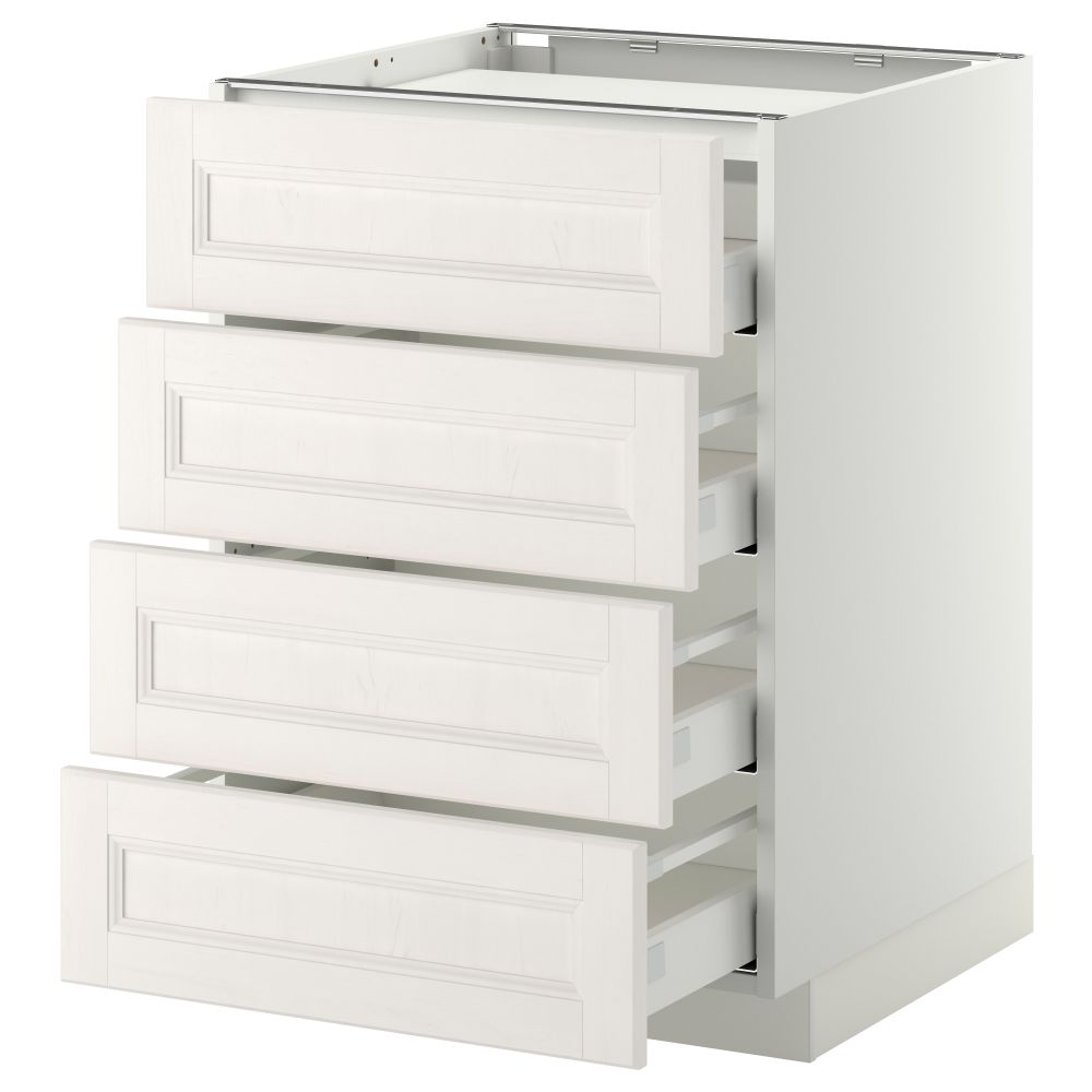 Напольный шкаф, 4 фронтальных панели, 4 ящика МЕТОД / МАКСИМЕРА, белый, Лаксарби белый - фото 1
