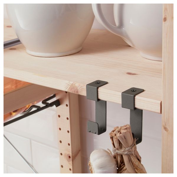 2 секции, полки/ящики ИВАР, сосна, серый (134x30x179 см) - фото 4