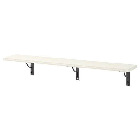 Полка навесная, белый, черный, 120x20 см IKEA БЕРГСХУЛЬТ / ЭКБИ ХОЛЬ 692.907.85