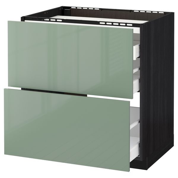 Напольный шкаф, 2 фронтальных панели, 3 ящика МЕТОД / МАКСИМЕРА, черный, Калларп светло-зеленый - схема-чертеж с размерами