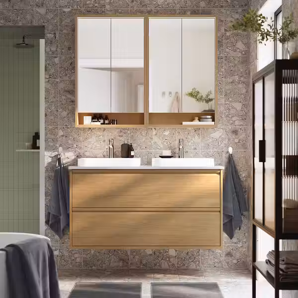 ÄNGSJÖN ЭНГШЁН / BACKSJÖN БАККШЁН Шкаф с ящиками/раковина/смесители - фото 2