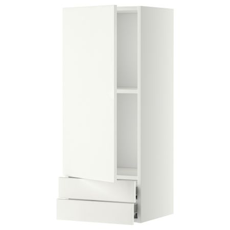 Навесной шкаф с дверцей, 2 ящика МЕТОД / ФОРВАРА, белый, Хэггеби белый