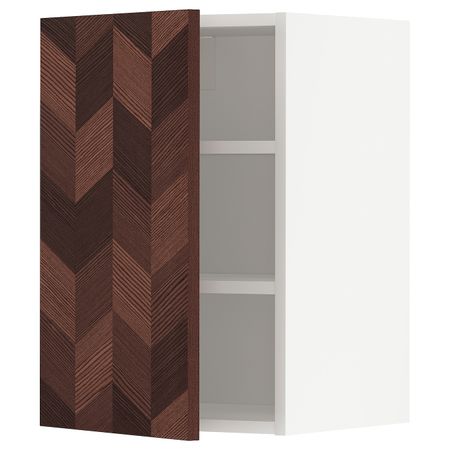 Навесной шкаф с полками, белый Хасларп/коричневый с рисунком 40x60 см IKEA METOD МЕТОД 594.009.30