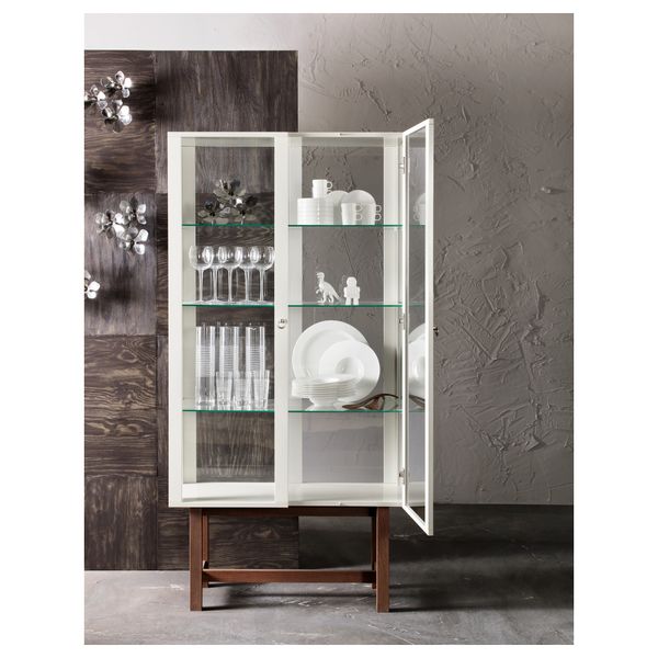 Шкаф со стеклянными дверями СТОКГОЛЬМ, бежевый (90x180 см) - фото 5