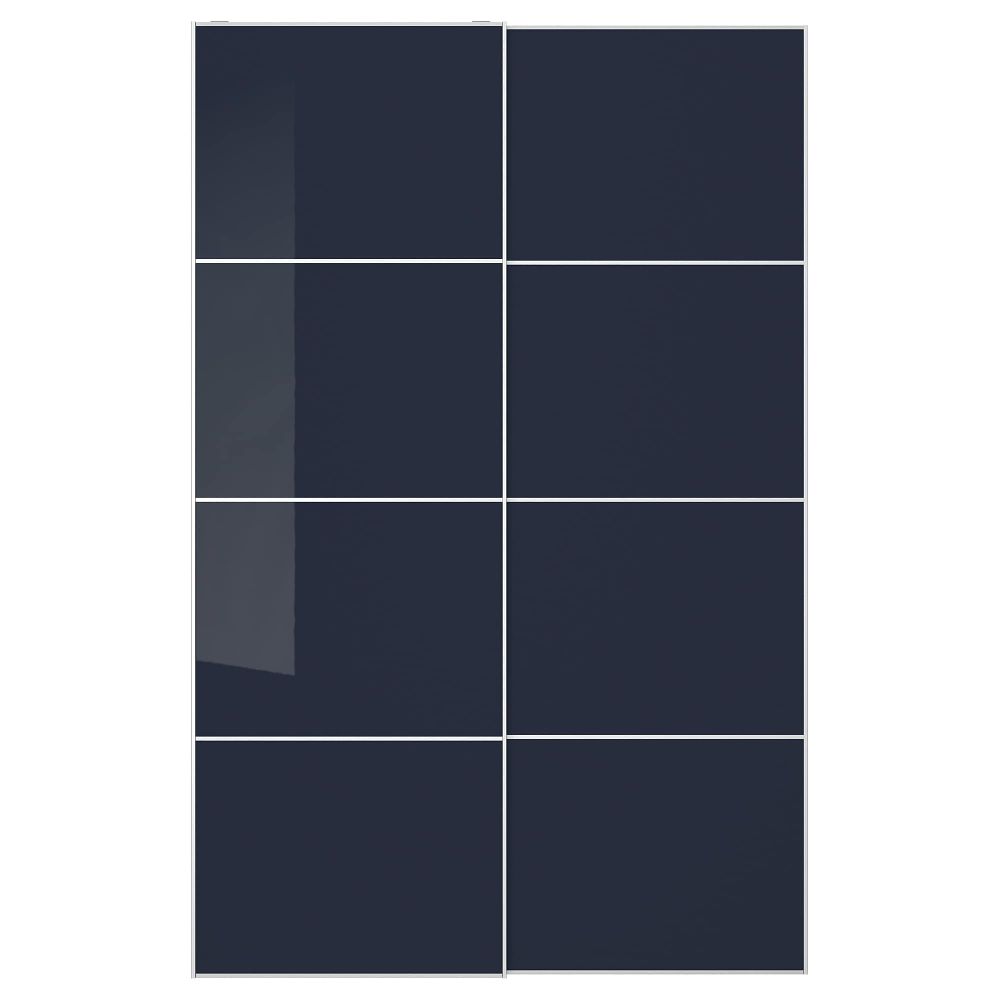 Пара раздвижных дверей ХОККСУНД, темно-синий глянцевый черно-синий - схема-чертеж с размерами