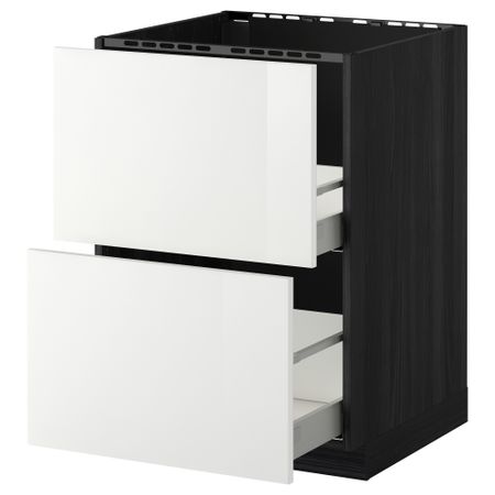 Напольный шкаф под мойку + 2 фронтальных панели, 2 ящика МЕТОД / МАКСИМЕРА, черный, Рингульт белый
