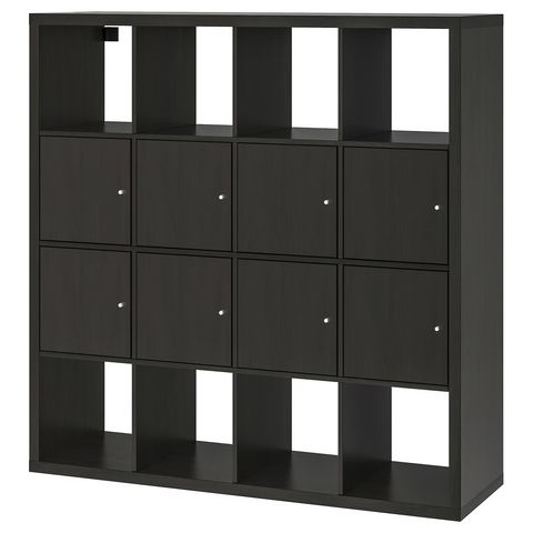 KALLAX Стеллаж с 8 вставками - черно-коричневый 147x147 см