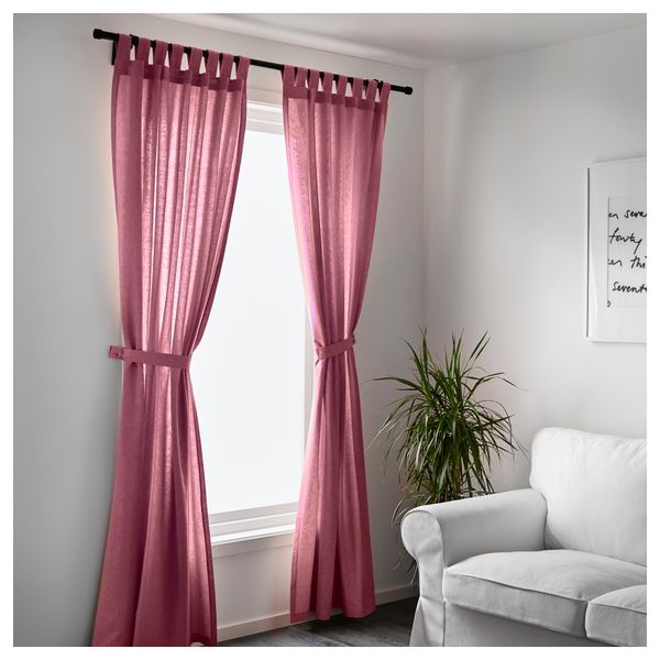 Гардины с прихватом, 1 пара ЛЕНДА, светло-красный (140x300 см) - фото 2