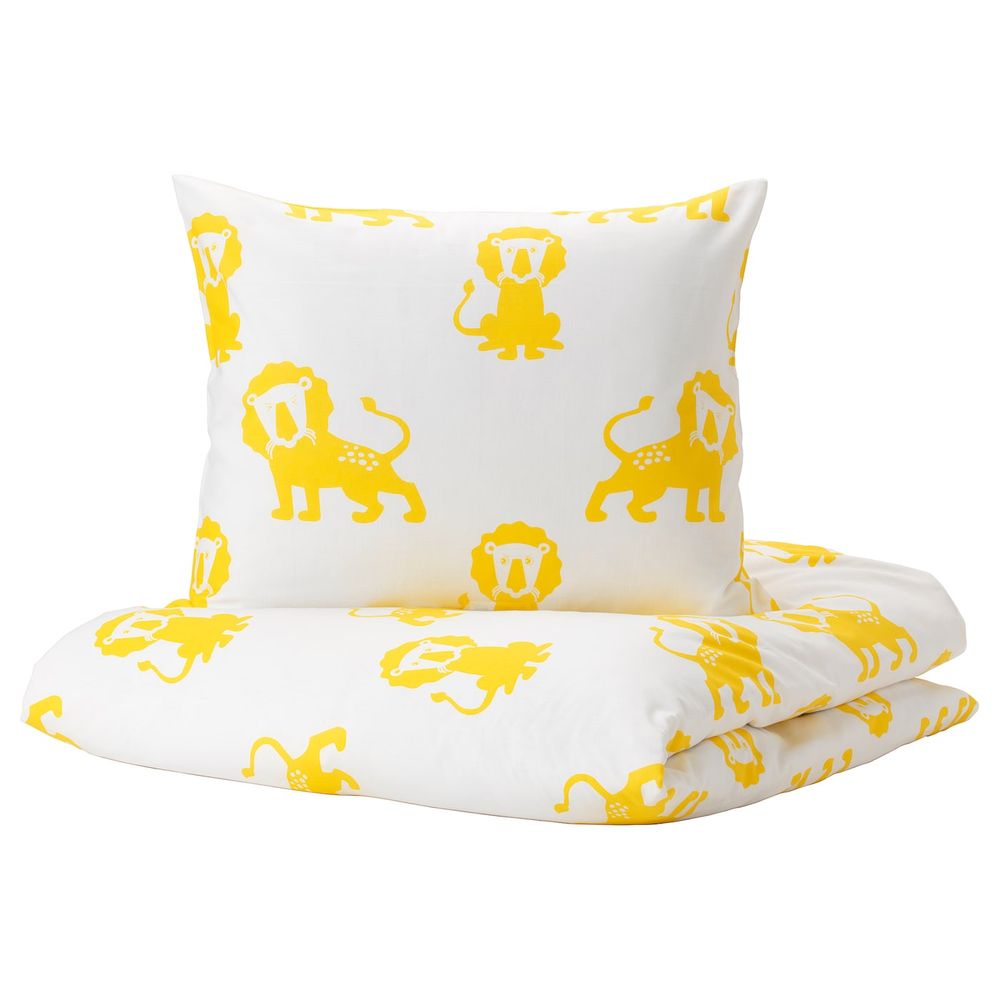 Пододеяльник и 1 наволочка, лев, желтый 150x200/50x70 см IKEA ДЬЮНГЕЛЬСКОГ 903.937.29 - фото 1