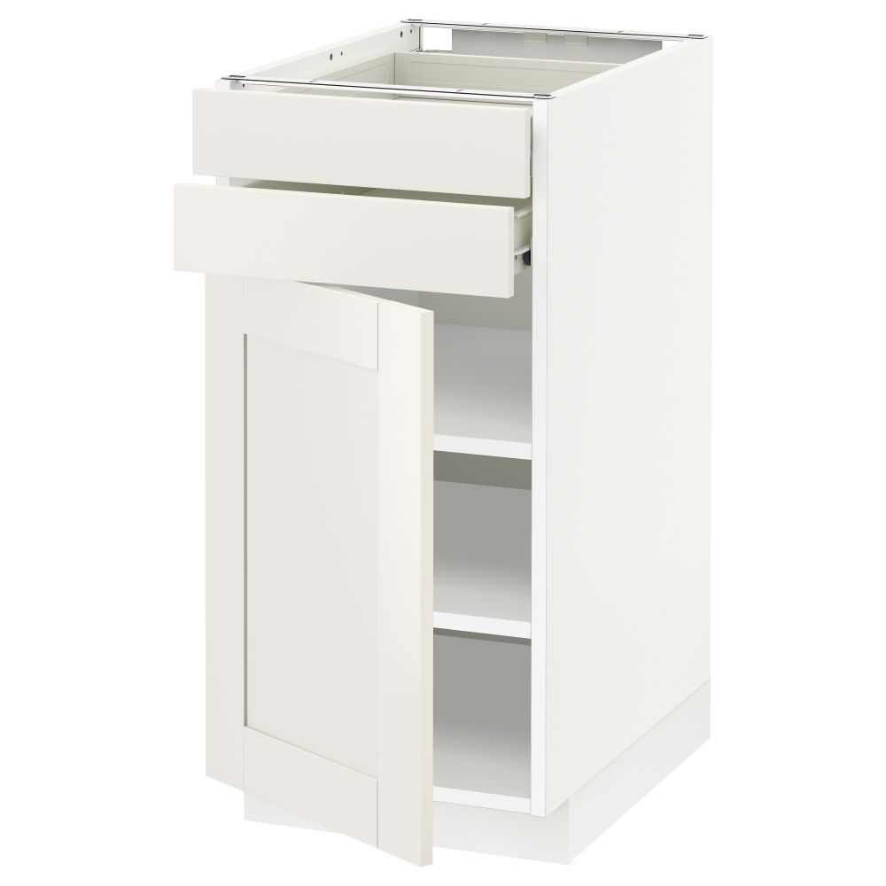 Напольный шкаф с дверцей, 2 ящиками МЕТОД / ФОРВАРА, белый, Сэведаль белый - схема-чертеж с размерами