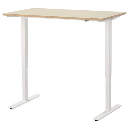Стол/трансф, бежевый, белый 120x70 см IKEA SKARSTA СКАРСТА 593.208.15