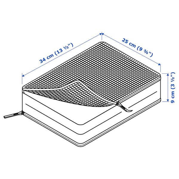 Сумка для одежды с отделениями, клетчатый орнамент/белый IKEA RENSARE РЕНСАРЕ 104.466.56 - схема-чертеж с размерами