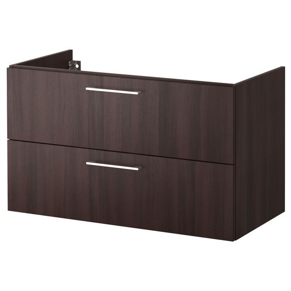 Шкаф для раковины с 2 ящиками ГОДМОРГОН, черно-коричневый черно-коричневый - фото 1