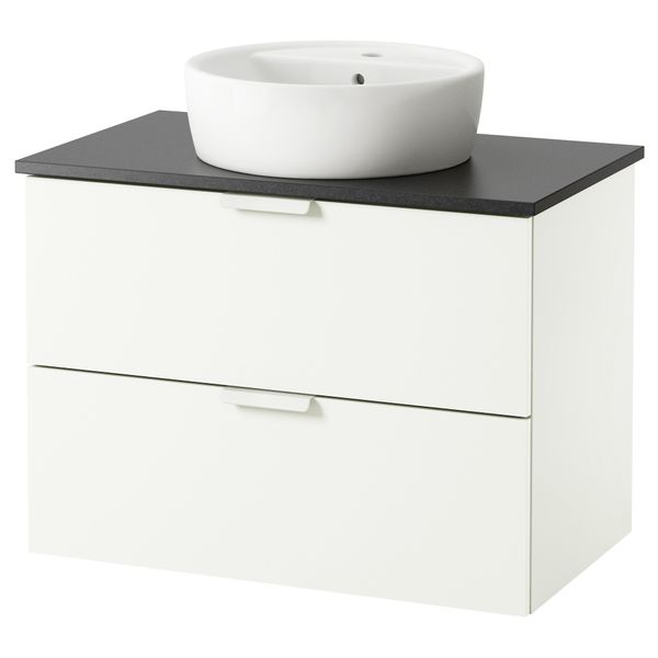 Шкаф п-раковину/столешн45/раковина ГОДМОРГОН/АЛДЕРН / ТОРНВИКЕН, белый, черный - схема-чертеж с размерами