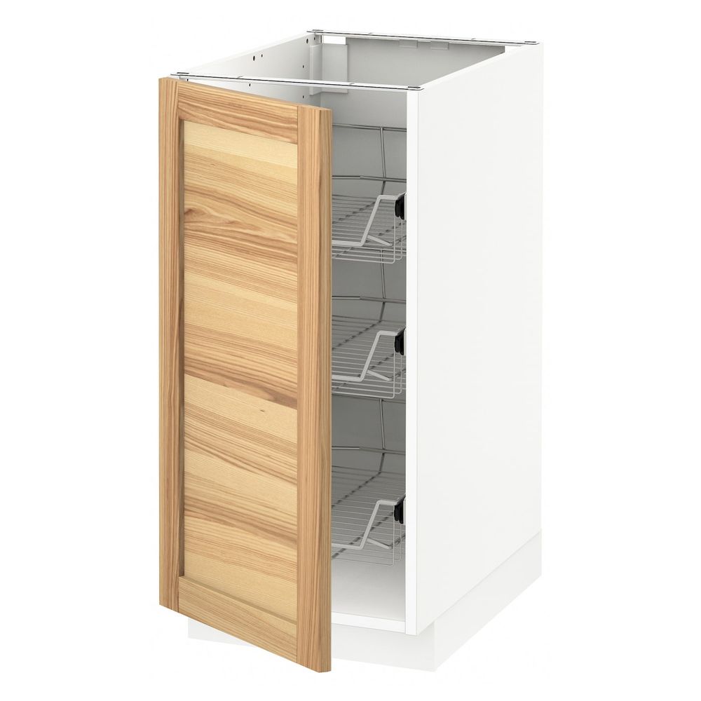 Напольный шкаф с проволочные ящиками, белый/Торхэмн ясень 40x60 см IKEA METOD МЕТОД 992.249.49 - фото 1