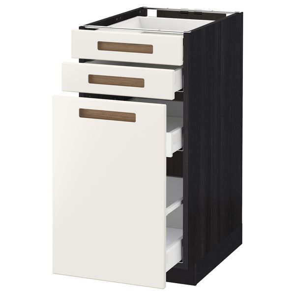 Напольный шкаф с выдвижными модулями, 2 фронтальные панели МЕТОД / МАКСИМЕРА, черный, Мэрста белый - схема-чертеж с размерами