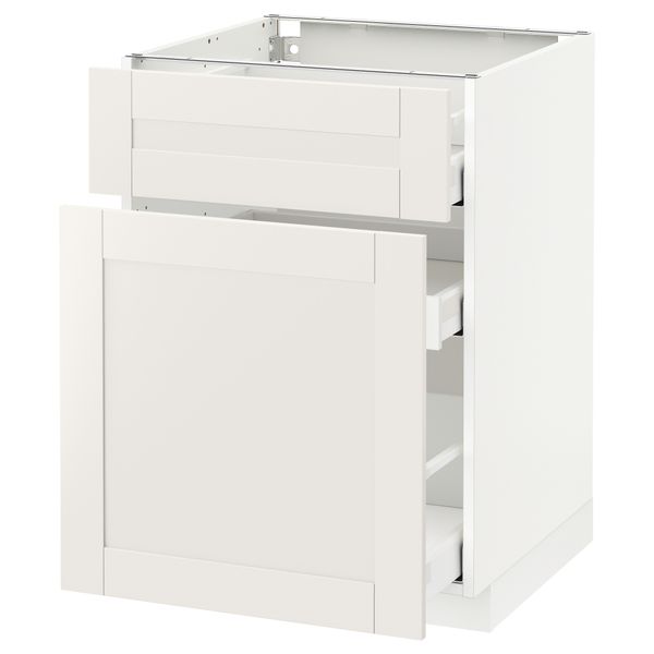 Напольный шкаф, выдвижной секцией, ящик МЕТОД / МАКСИМЕРА, белый, Сэведаль белый - схема-чертеж с размерами