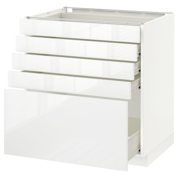 Напольный шкаф с 5 ящиками МЕТОД / ФОРВАРА, белый, Рингульт белый - схема-чертеж с размерами