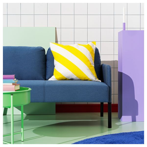 Чехол на подушку, 50x50 см, желтый, белый, полоска IKEA LAGERMISPEL 105.546.36 - фото 3