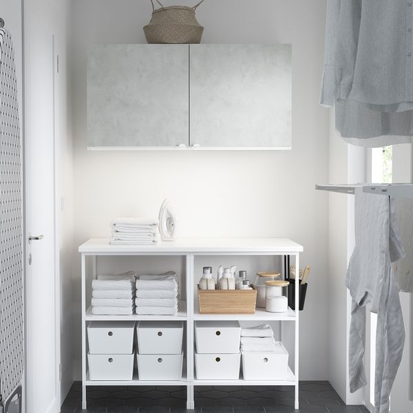 Комбинация для хранения, 123x63.5x207 см, белый, под бетон IKEA BEGIVENHET БЕГИВЕНХЕТ 093.315.62 - фото 4
