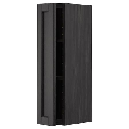 Навесной шкаф с полками, черный, Lerhyttan черная морилка, 20x80 см IKEA METOD МЕТОД 694.586.52