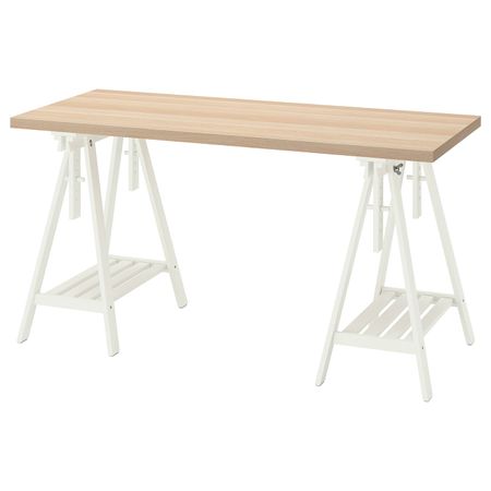 Письменный стол, под беленый дуб/белый 140x60 см IKEA LAGKAPTEN ЛАГКАПТЕН / MITTBACK МИТТБАКК 794.173.07