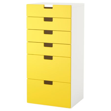 Комбинация для хранения с ящиками СТУВА, белый, желтый (60x50x128 см)